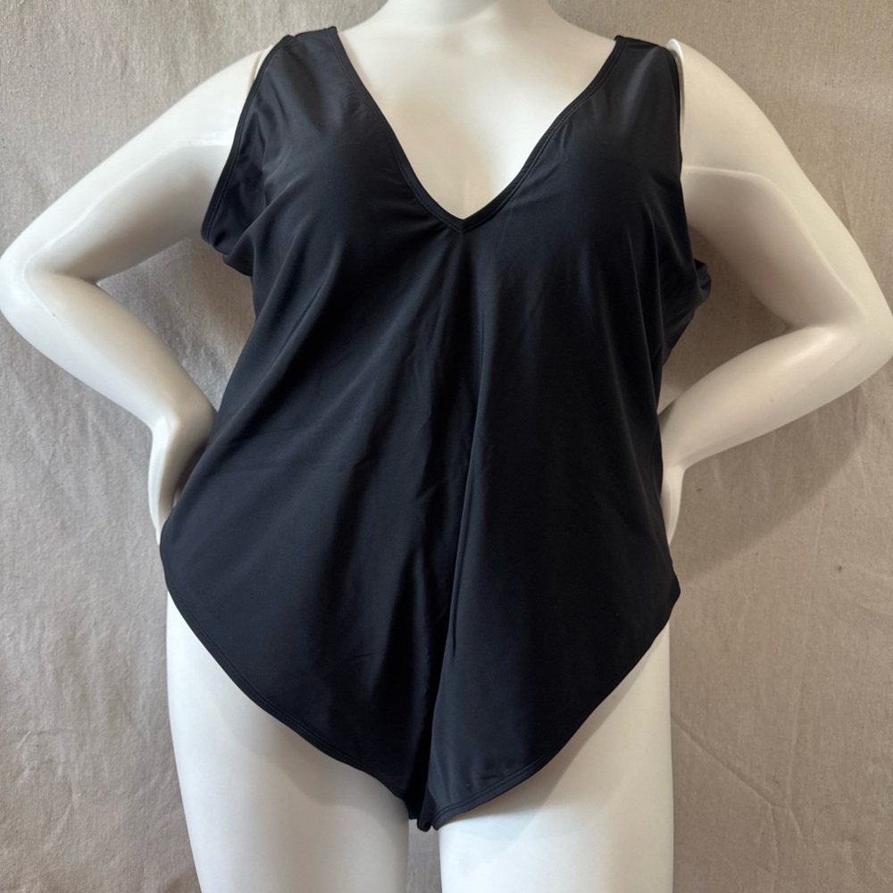 ASOS Black One Piece V-Neck Swim Suit Size 24